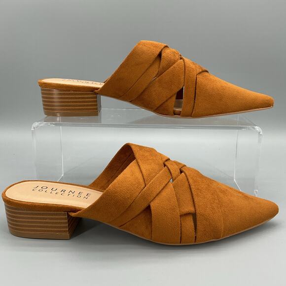 NEW Journee Collection Women’s Kalida Pointed Toe Mules Tan Size 8.5 - Picture 1 of 10